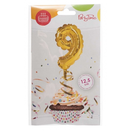 Balon topper na tort urodziny złoty cyfra 9